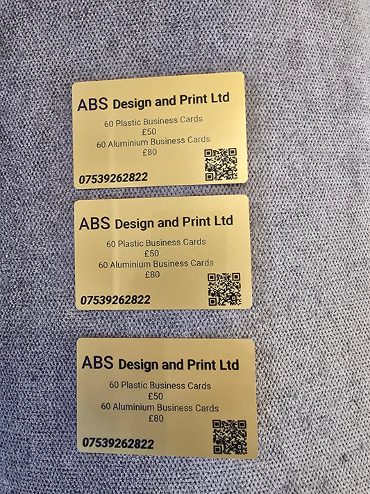 Aluminium gold finished business cards 0.5mm thick